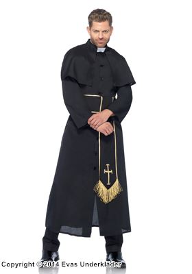 Präst, maskerad-rock med bälte och cape